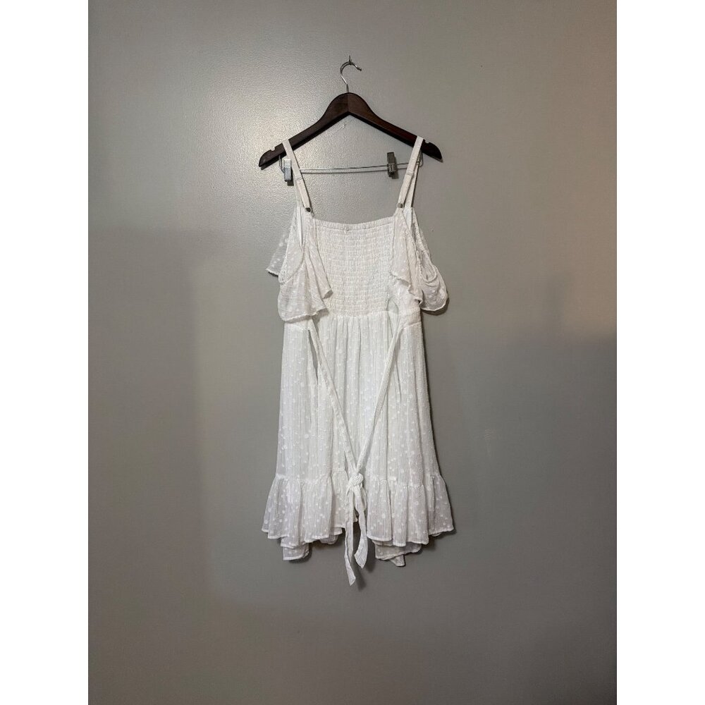 Torrid White Hanky Hem Skater Dress Size 2X Boho Fairy Dots Ruffles - Picture 3 of 9